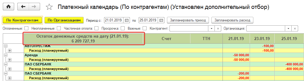 Остаток денежных средств на дату Остаток денежных средств на дату