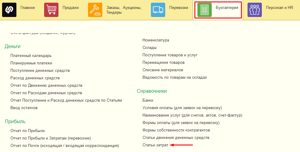 Статьи затрат